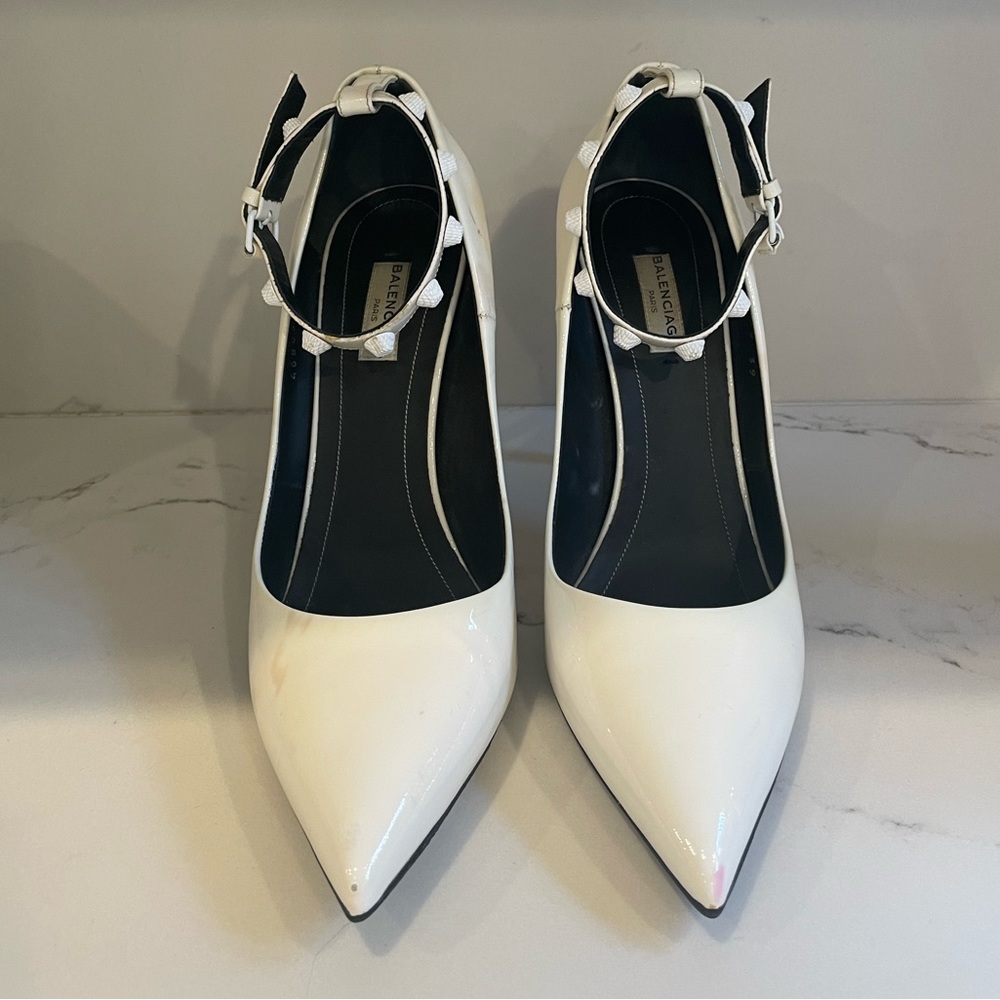 White Balenciaga heels